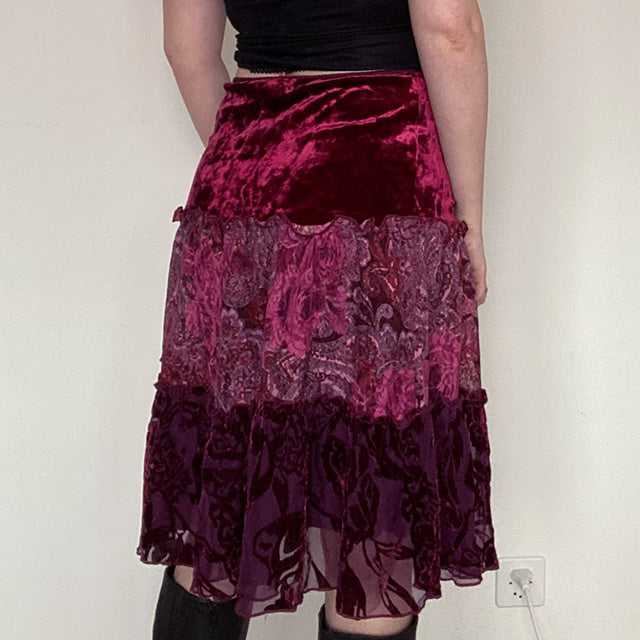 Vintage 90's Witchy Fairy Burgundy Midi Skirt (S/M)