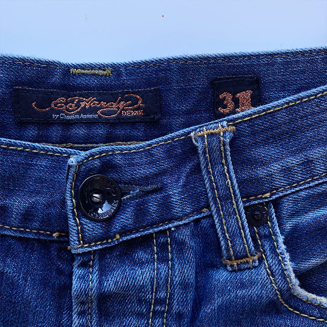 Vintage Y2K Cyber Ed Hardy Jeans (L - Low Waisted Baggy Fit)