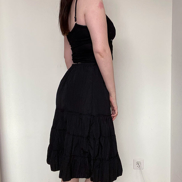 Vintage 90's Fairy Grunge Black Midi Skirt (S/M)