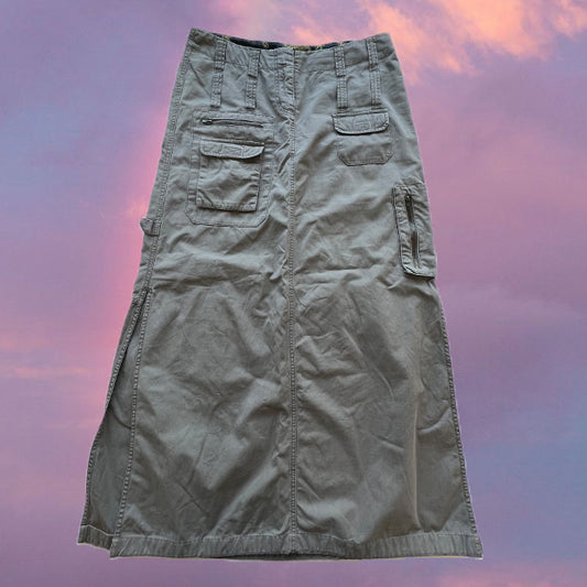 Vintage 90's Khaki Cargo Maxi Skirt (M)