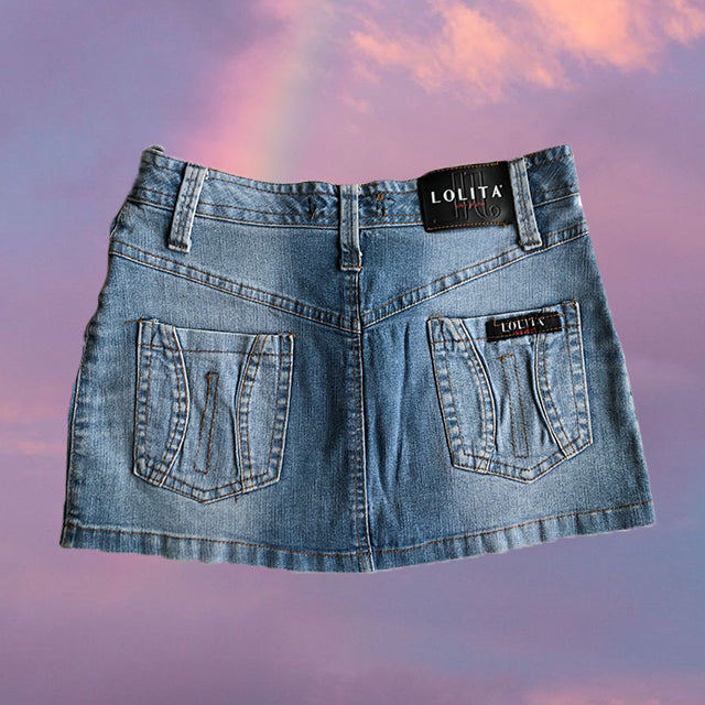 Vintage Y2K Playboy Denim Mini Skirt (XXS)