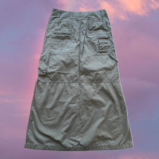 Vintage 90's Khaki Cargo Maxi Skirt (S)