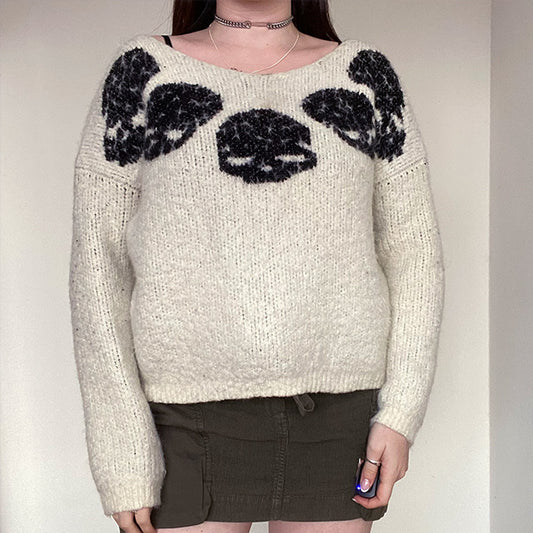 Vintage Y2K Fairy Grunge Alcott Skull Sweater (S/M)