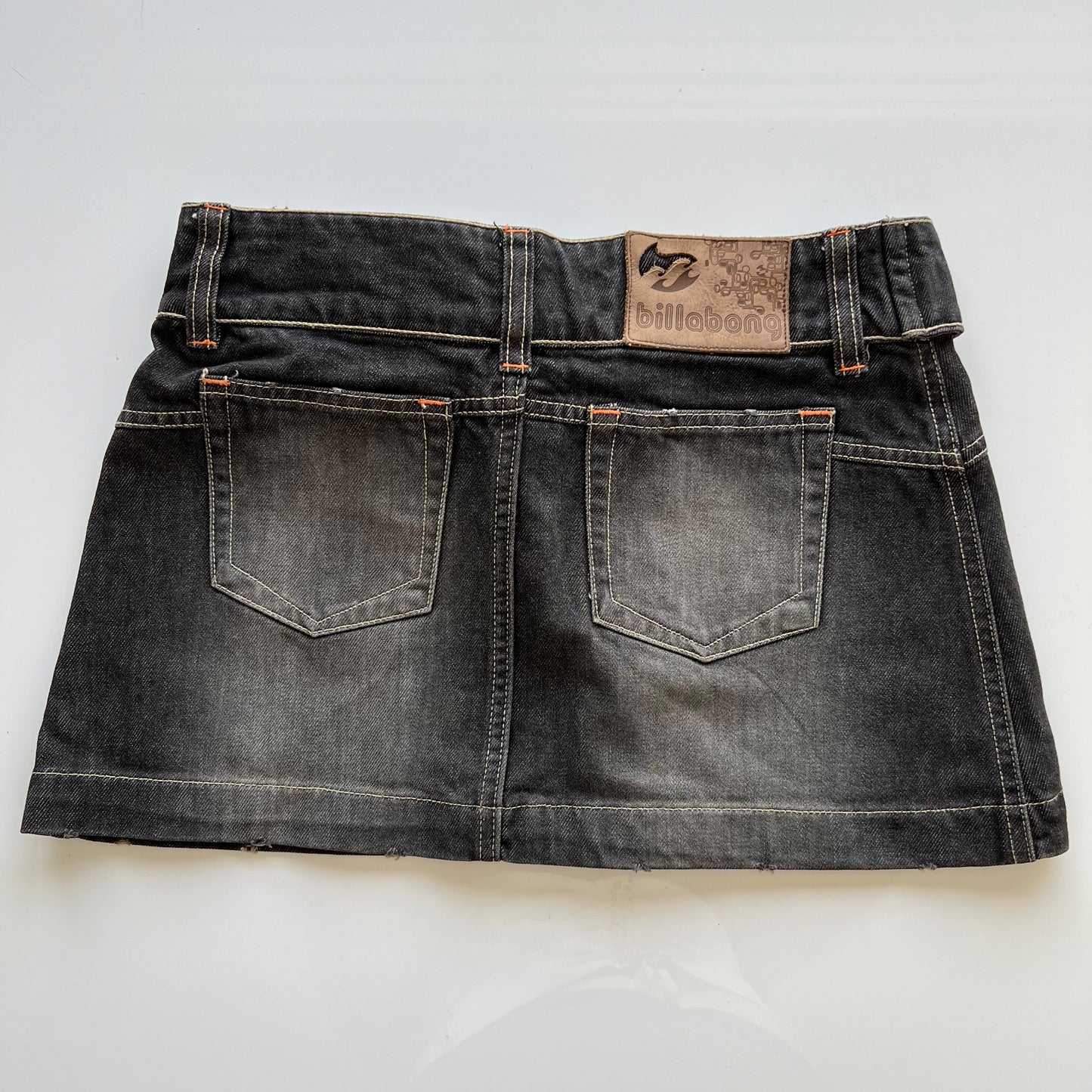 Vintage Y2K Rockstar Black Denim Mini Skirt with Buckle Belt (S)