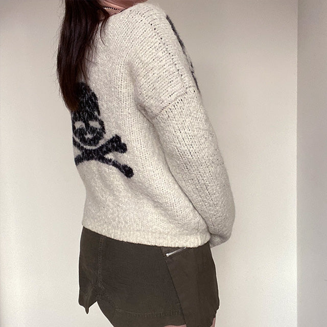 Vintage Y2K Fairy Grunge Alcott Skull Sweater (S/M)