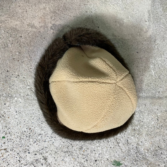 Vintage 90's Winter beige and Brown Fur Band Hat