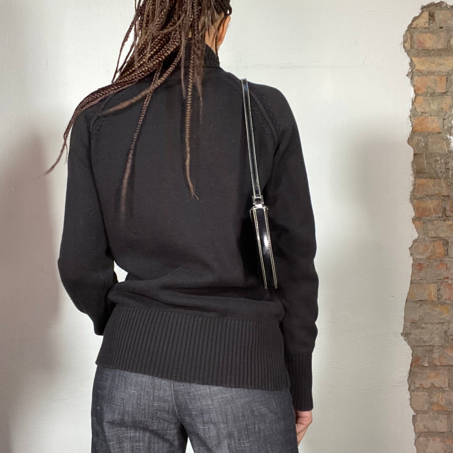 Vintage 90's Dad Black Dual Zip Knit Sweater (M)