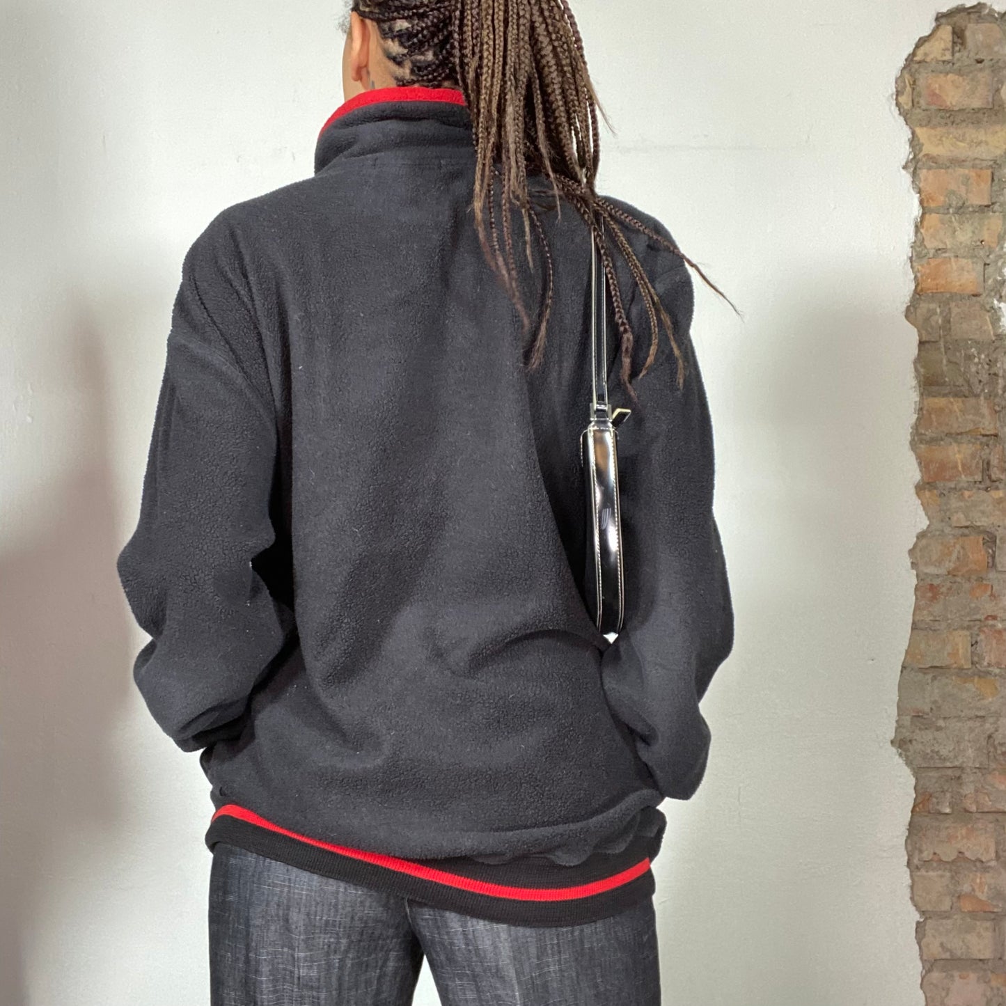 Vintage 90's Polo Ralph Lauren Black Fleece Quarter Zip Sweater (L)