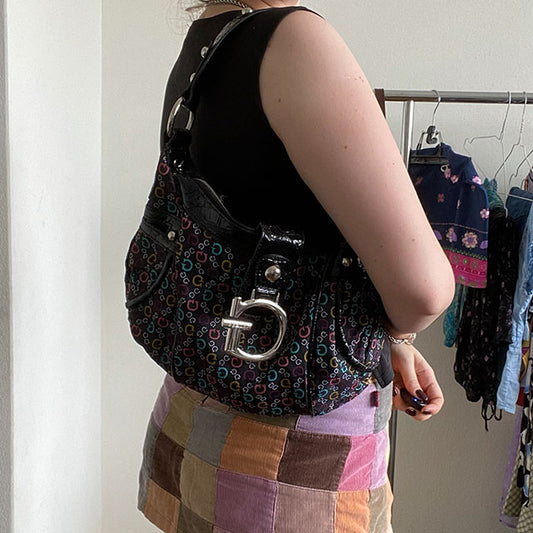 Vintage Y2K Guess Multicolor Monogram Shoulder Bag