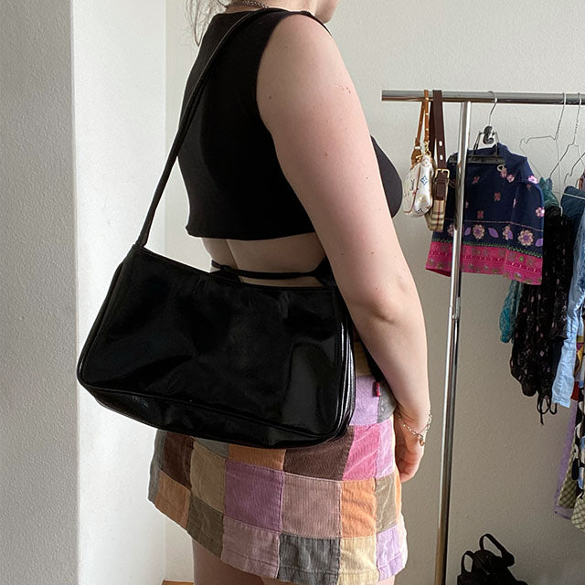 Vintage 90's Black Patent Shoulder Bag