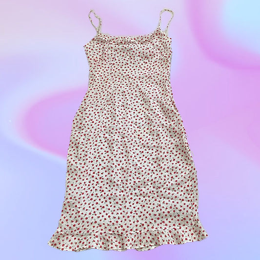 Vintage 90's White Floral Midi Dress (34/36)