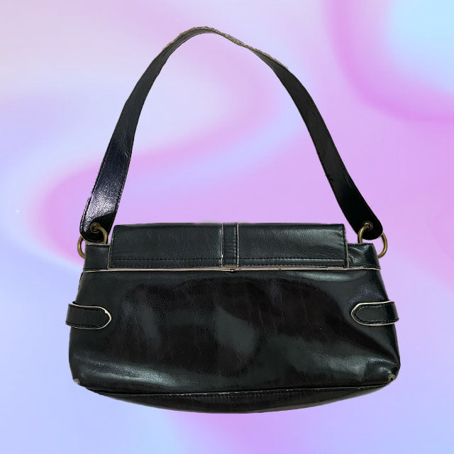Vintage 90's Black Esprit Shoulder Bag with Buckle Detailing