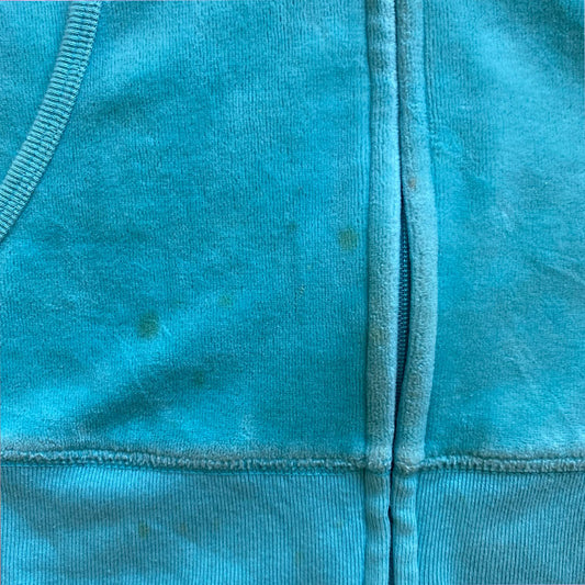 Vintage Y2K Juicy Couture Aqua Velour Zip Up Hoodie (S)