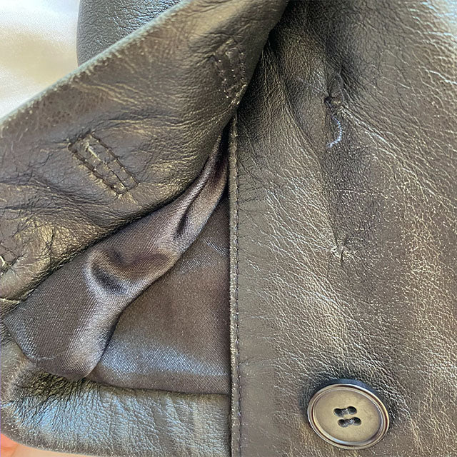 Vintage 90s Oversized Black Leather Blazer Jacket (38)