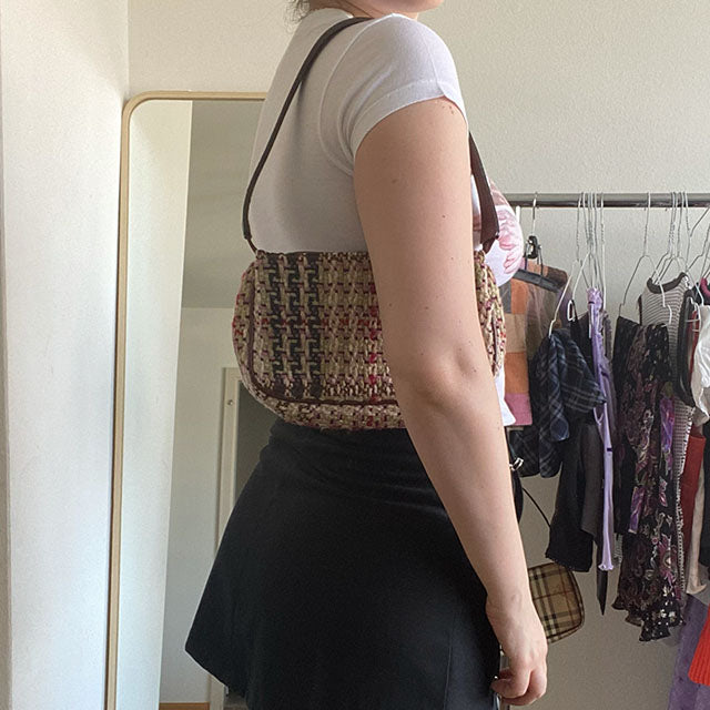 Vintage Y2K Burberry Wool Tartan Shoulder Bag