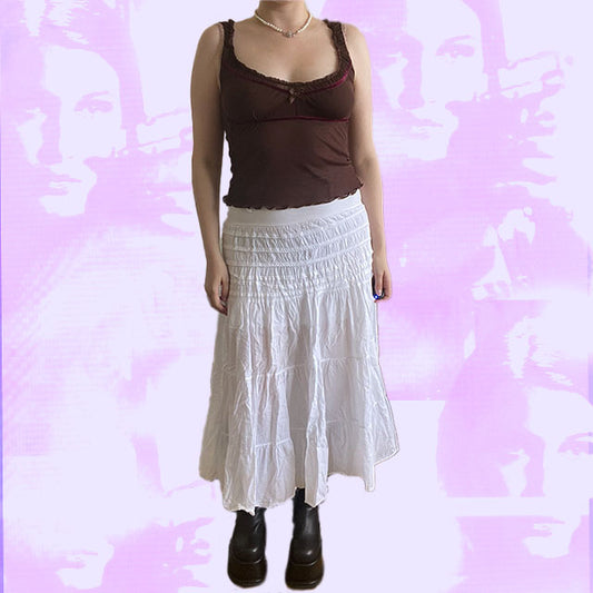 Vintage 90's White Fairycore Maxi Skirt (S/M)