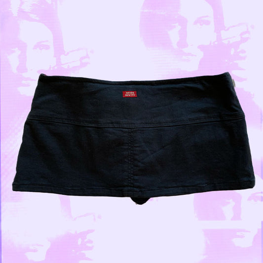 Vintage Y2K Miss Sixty Low Waist Black Denim Micro Mini Skirt (S)