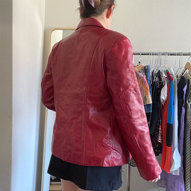 Vintage 90s Red Leather Jacket (38)