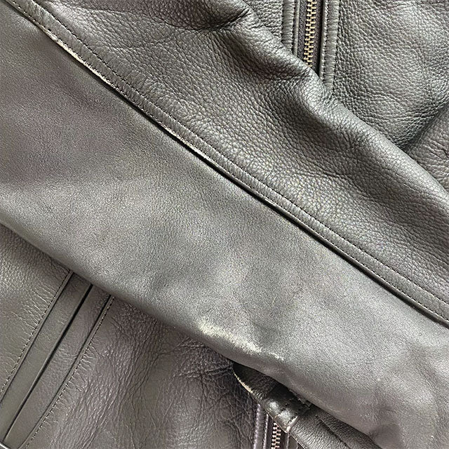 Vintage 90s Black Boxy Leather Jacket (XS - oversize fit)