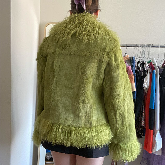 Vintage 90's Green Afghan Fur Coat (S/M)
