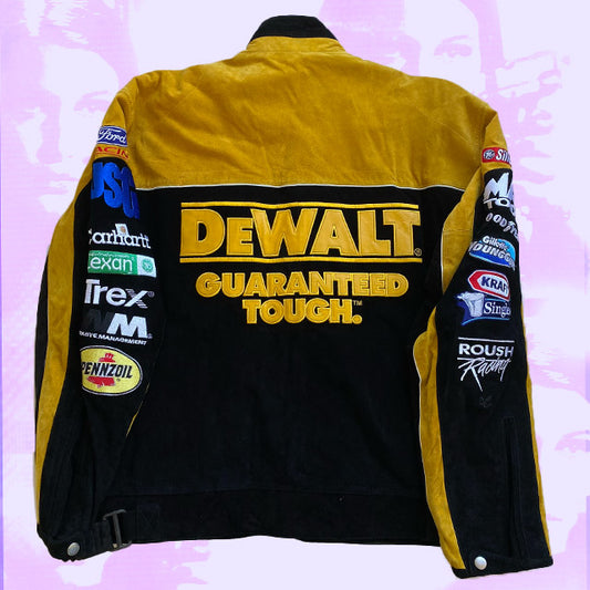 Vintage 90s Nascar Suede Racer Jacket (One Size Oversize Fit)