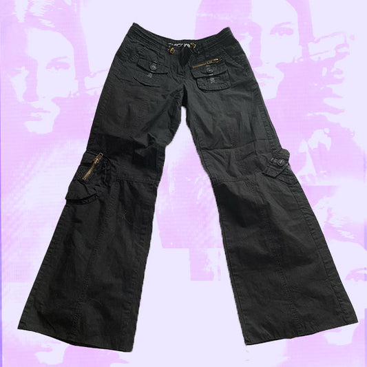 Vintage Y2K Low Waist Black Cargos (34)