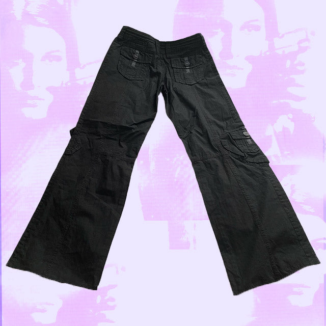 Vintage Y2K Low Waist Black Cargos (34)