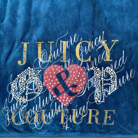 Vintage Y2K Juicy Couture Blue Velour Zip Up Hoodie (M)