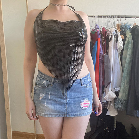 Vintage Y2K Low Waist Denim Miniskirt (36)