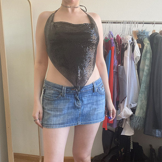 Vintage Y2K Low Waist Denim Miniskirt (40/L)