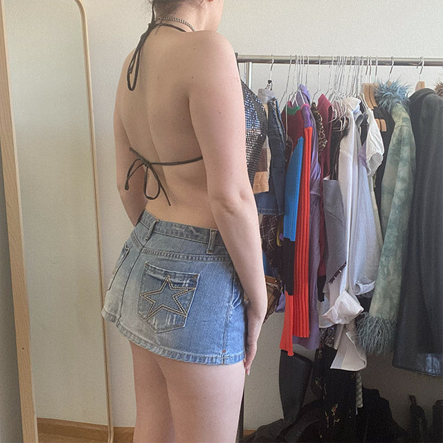 Vintage Y2K Low Waist Denim Miniskirt (36)