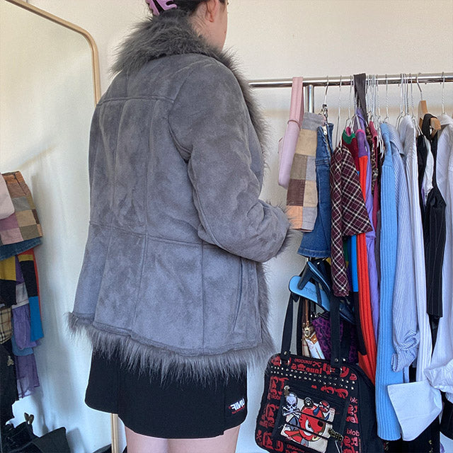 Vintage 90s Grey Vegan Afghan Jacket (M)