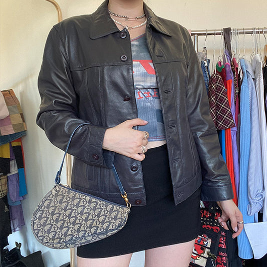 Vintage 90s Black Leather Jacket (36 EU/UK 10)