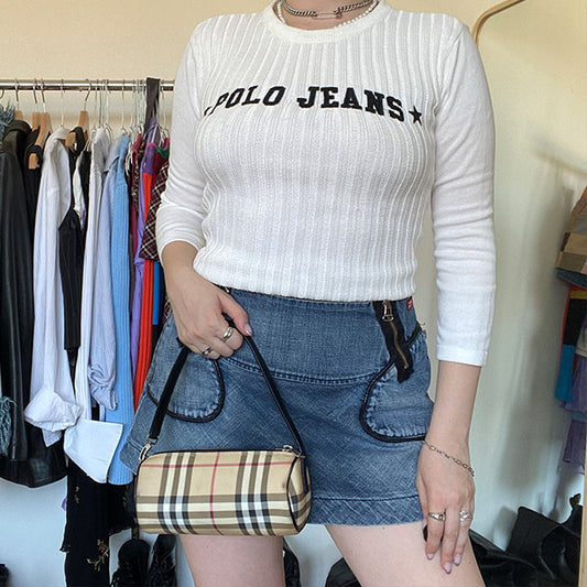 Vintage 90's Polo Ralph Lauren Logo White Sweater (S)