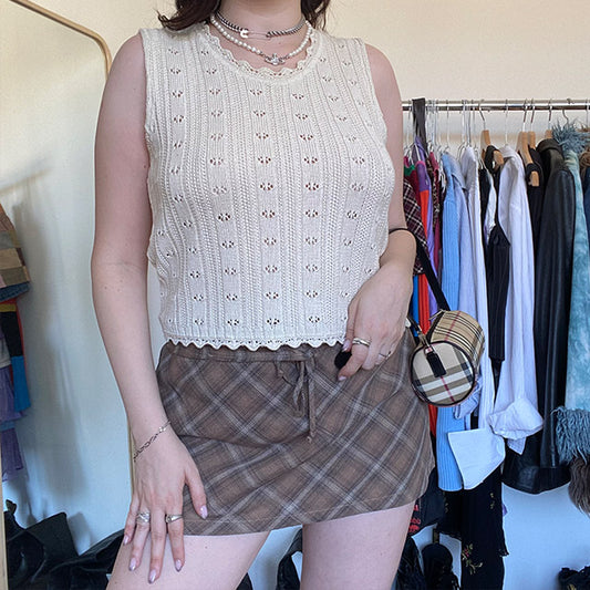 Vintage 90's Cream Knit Vest (36 EU)