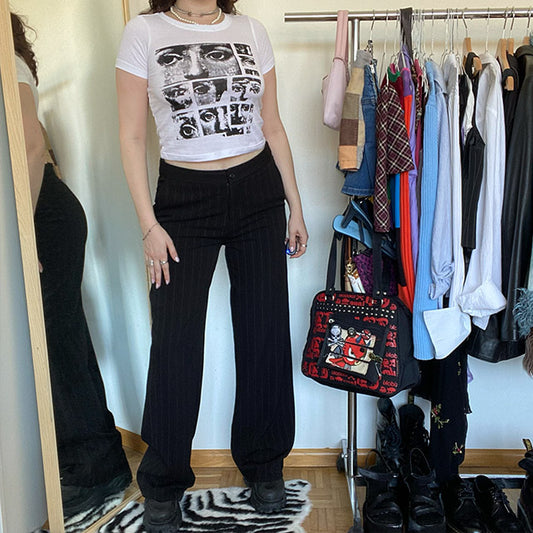 Vintage 90's Low Waist Pinstripe Bootcut Trousers (38 EU/UK 12)