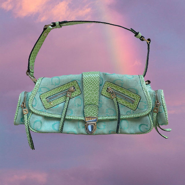 Vintage Y2K Guess Green Monogram Shoulder Bag – Michelle Tamar