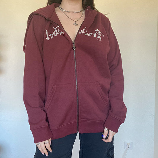 Vintage Cyber Y2K Cross Rock Rebel Hoodie (S/M Oversized)