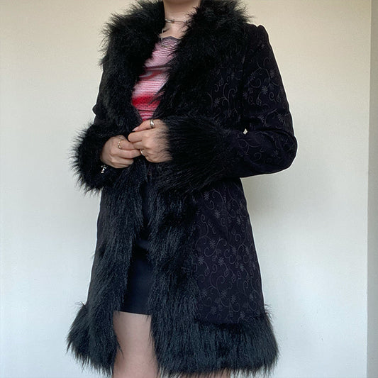 Vintage 90's Black Afghan Coat (Vegan - S)