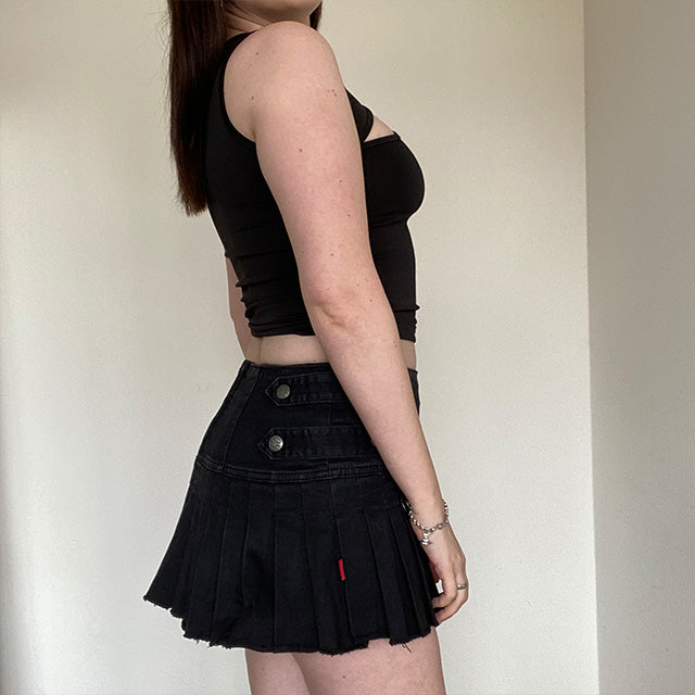 Vintage 90's TRIPP NYC Cyber Goth Pleated Miniskirt with Safety Pin (M)