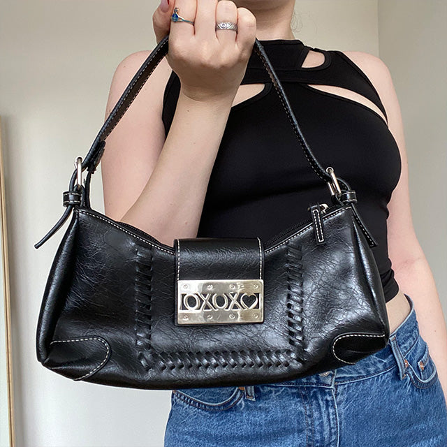 Vintage Y2K "XOXO" Black Shoulder Bag