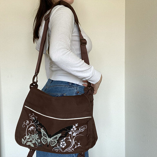 Vintage Y2K Fairy Grunge Brown Butterfly Satchel Bag