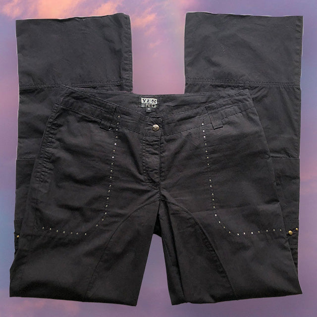 Vintage 90's Cyber Grunge "Faithless" Low Waist Black Cargos (38 EU/UK 10)
