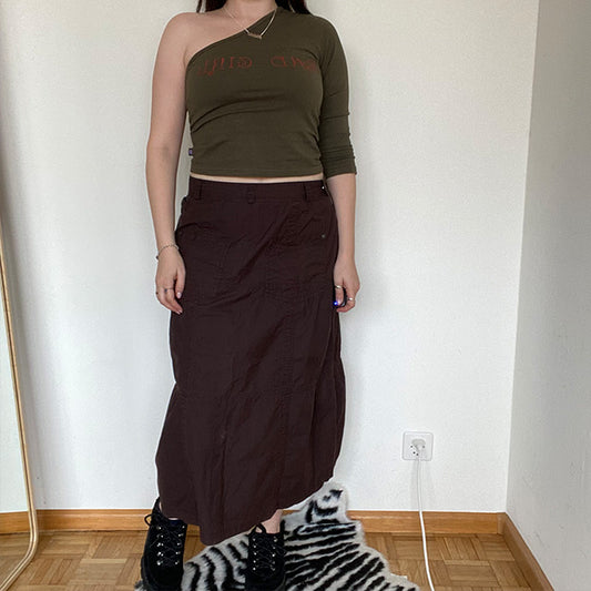 Vintage 90's Brown Cargo Maxi Skirt (EU 38/UK 12)