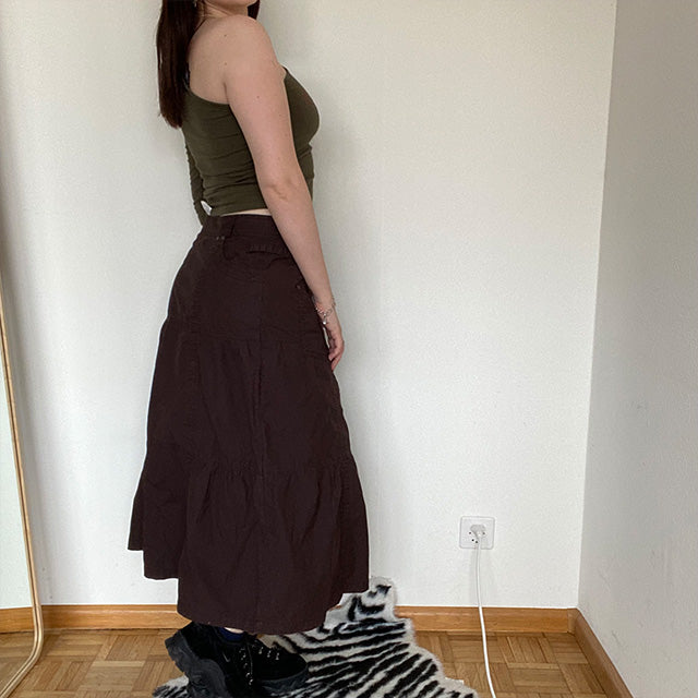 Vintage 90's Brown Cargo Maxi Skirt (EU 38/UK 12)