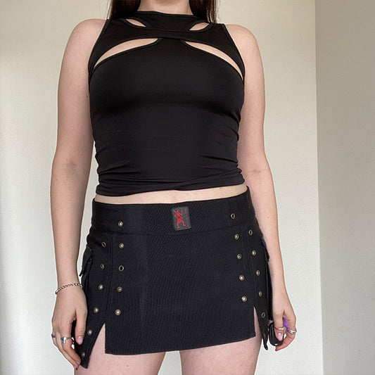Vintage 90's Cyber Rave Cargo Adjustable Waist Skirt (XS/S)