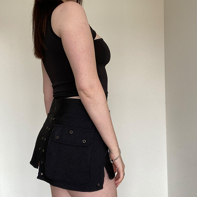 Vintage 90's Cyber Rave Cargo Adjustable Waist Skirt (XS/S)