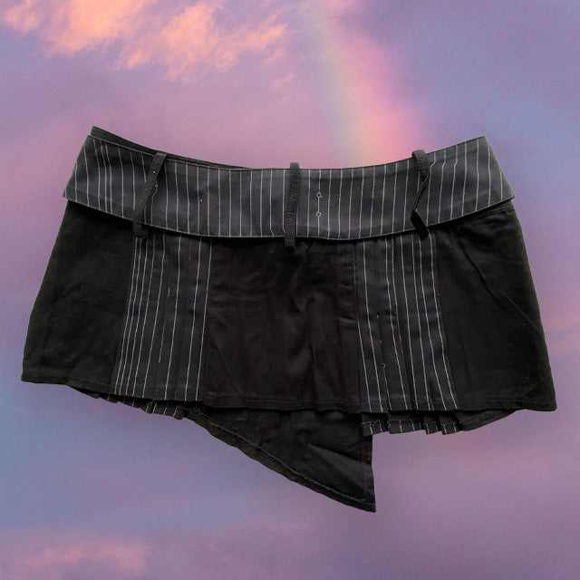 Vintage 90's Cyberdog Rave Pinstripe Skirt with Toggle Detail (S/M)
