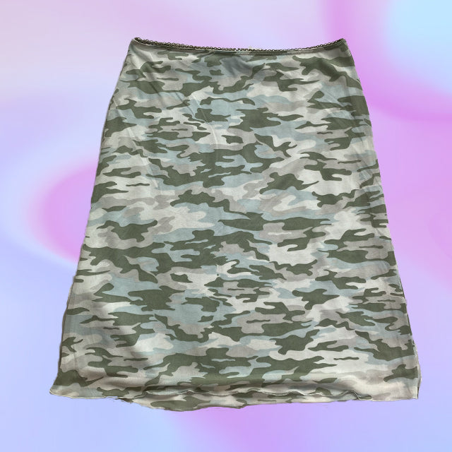 Vintage 90's Kookäi Camo Mesh Midi Skirt