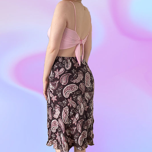 Vintage 90's Paisley Mesh Midi Skirt